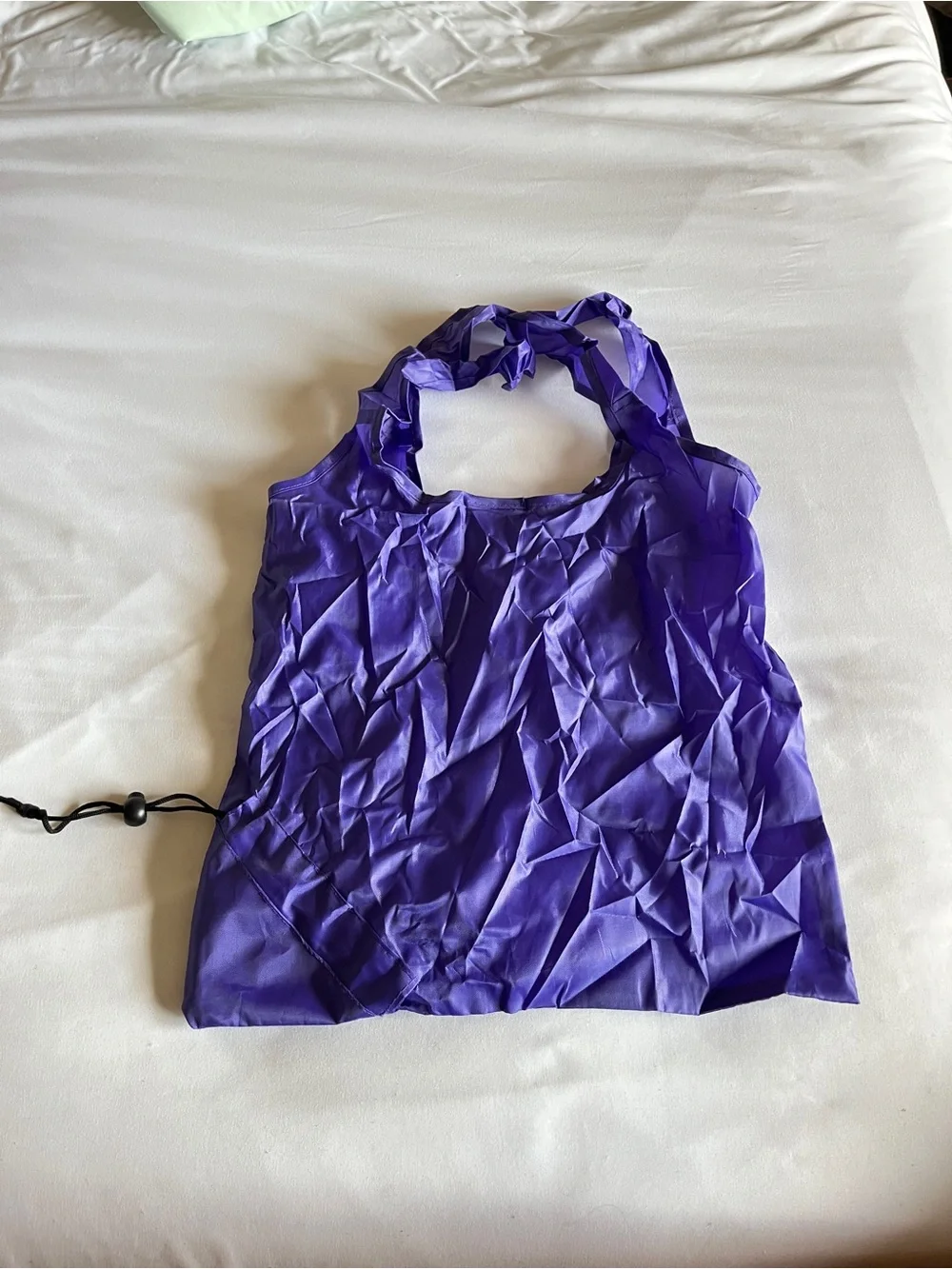 NYU Purple Nylon Packable Reusable Shopping Tote Bag Drawstring Pouch Blue 12x12